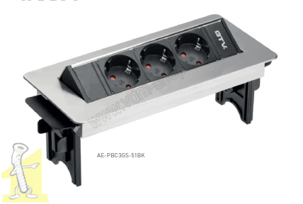 Настільний продовжувач GTV AE-PBC3GS-51BK 3-sch.,кабель 1,5м інокс