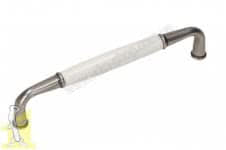 Ручка меблева GAMET UP16-GA011-WHT-0 срібло+кераміка