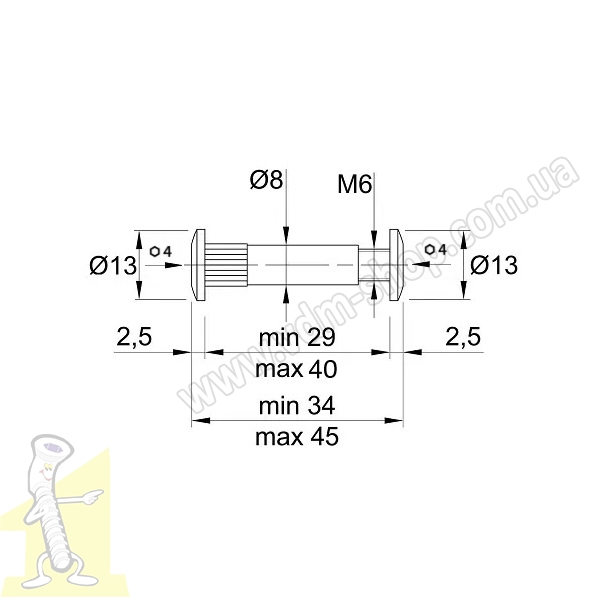 З'єднання міжсекційне GTV під ключ Ø 8 мм SZ-008-00-01-AT хром. Фото 3