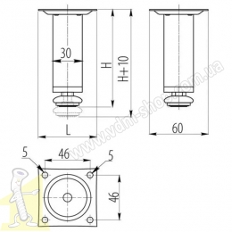 Ніжка меблева GTV fi30 H-100мм NM-BD-100-01 хром. Фото 3