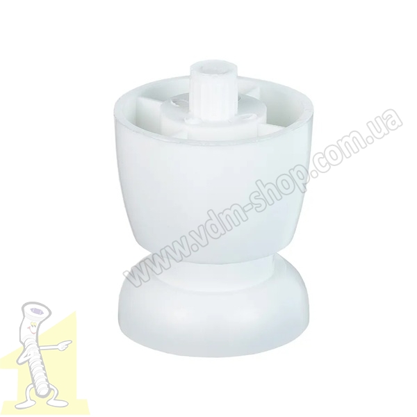 Нога меблева, регульована, H-50, пластикова бiла