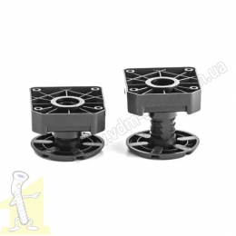 Ніжка меблева регульована h 50-75мм пластикова чорна посилена 450 кг