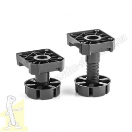 Ніжка меблева регульована h 85-125мм пластикова чорна посилена 450 кг. Фото 2