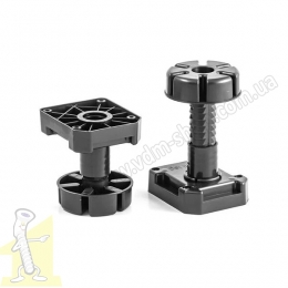 Ніжка меблева регульована h 85-125мм пластикова чорна посилена 450 кг