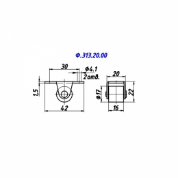 Ролик меблевий прямий Н-22мм Ф,313,20,00. Фото 2
