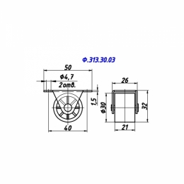 Ролик меблевий прямий Н-32мм Ф.313,30,03. Фото 2