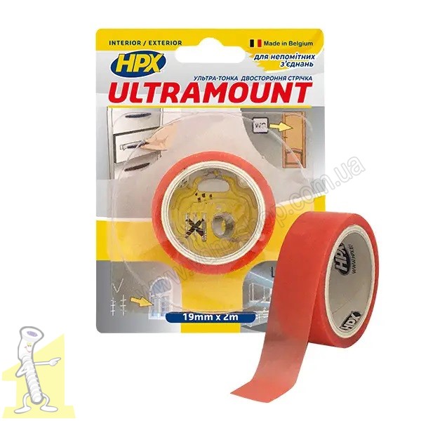 Стрічка двостороння ULTRA MOUNT 19мм х 2м прозора (блістер) UM1902