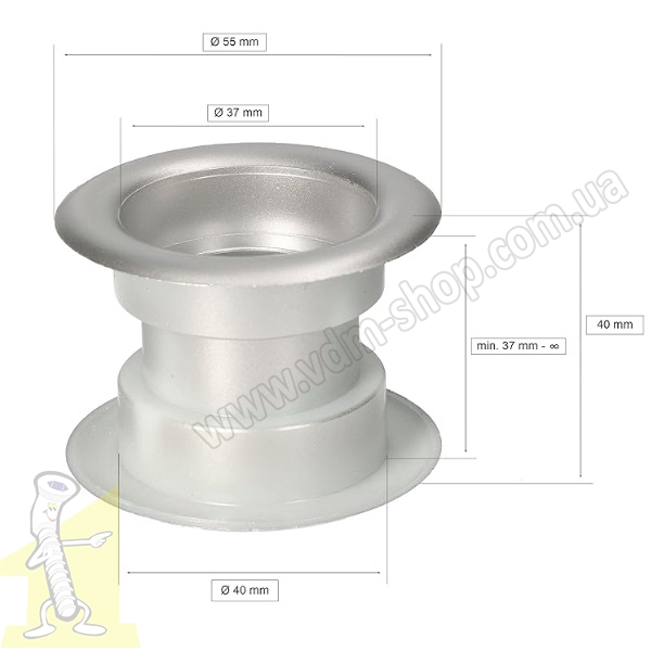 Кiльце вентиляційне пластикове Ø 40 срібне. Фото 3