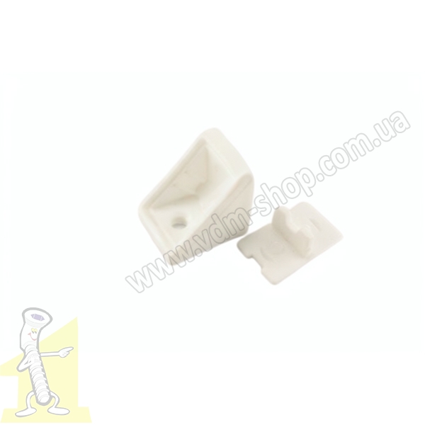 Кутник меблевий пластиковий 2 отвори KN-385 білий T1 (02)