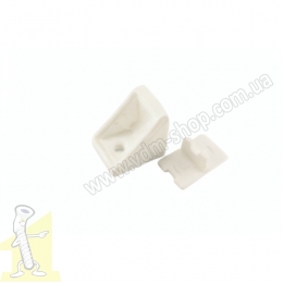 Кутник меблевий пластиковий 2 отвори KN-385 білий T1 (02)