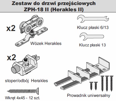 Комплект ONE PACK до дверей прохідних HERAKLES 80kg 2,00 м. Фото 4