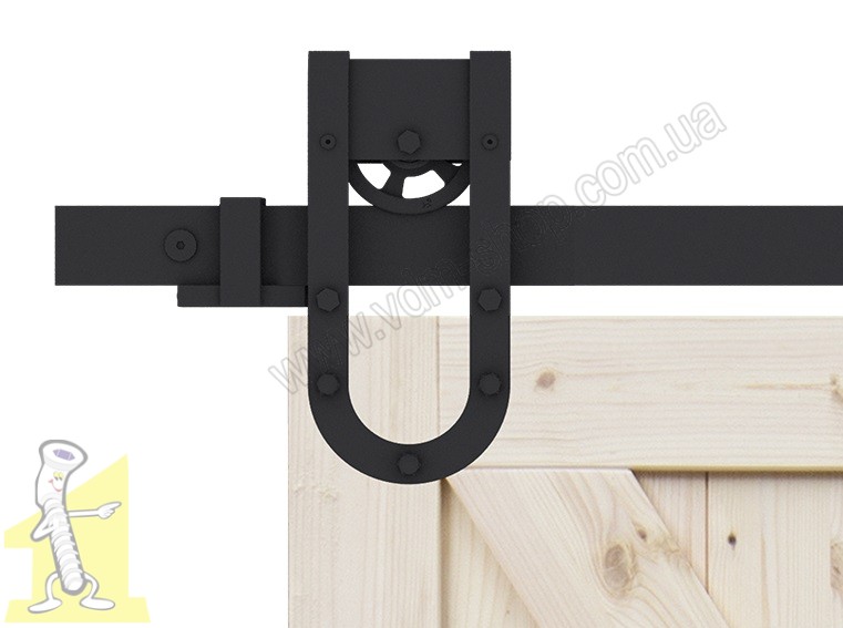 ROTA компл. фурнітури на 1 двері, Roc Design, коліщатка з перфорацією, чорний мат. 218-116