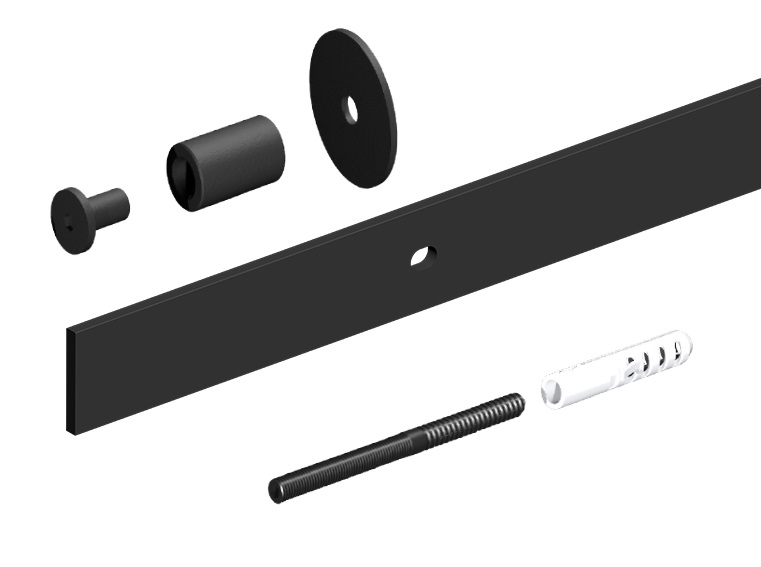 ROTA компл. фурнітури на 1 двері, Roc Design, коліщатка з перфорацією, чорний мат. 218-116. Фото 3