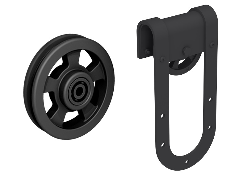 ROTA компл. фурнітури на 1 двері, Roc Design, коліщатка з перфорацією, чорний мат. 218-116. Фото 7
