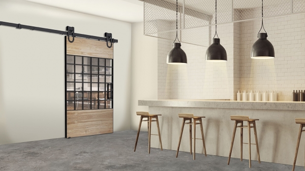 ROTA компл. фурнітури на 1 двері, Roc Design, коліщатка з перфорацією, чорний мат. 218-116. Фото 8