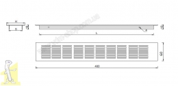 Решітка вентиляційна KR-445 480*60 A7 світлий браш. Фото 2