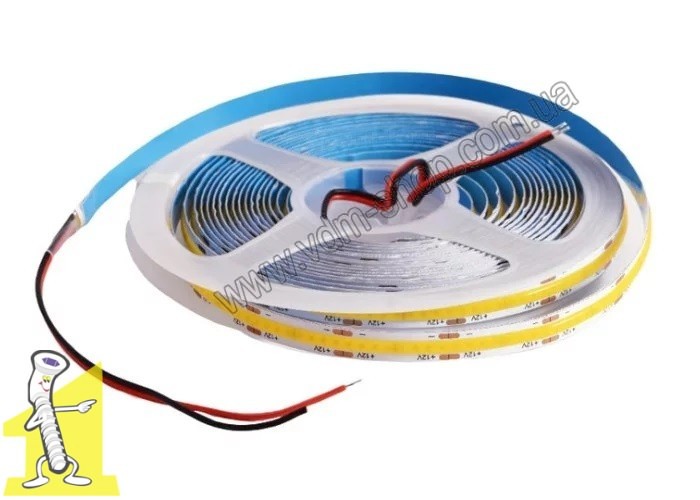 Стрічка.LED MTK-320WW COB бiла тепла 9W/1м.(2700K~3500K) 5м.п.12V