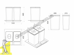 Відро для сміття до шухляди ATM WS-504 "60" (2x20L) T32. Фото 2