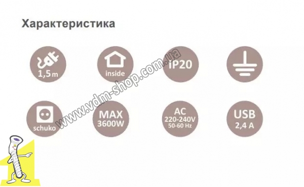 Розетка в стільницю Rejs ELEKTRIMA TUBUS Ø 60мм чорна на 3 гнізда + кабель TR19.0001.08.061. Фото 3