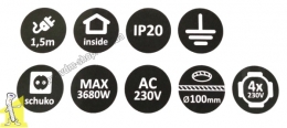 Розетка в стільницю Rejs ELEKTRIMA RING Ø 100мм алюміній на 4 гнізда + кабель TR19.0001.08.049. Фото 4