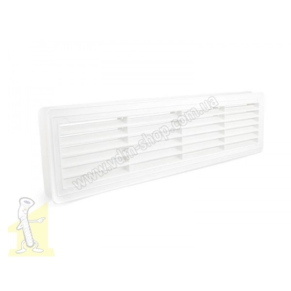 Решітка вентиляційна дверна пластик біла 430x115 (внутрішній розмір)