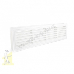 Решітка вентиляційна дверна пластик біла 430x115 (внутрішній розмір)