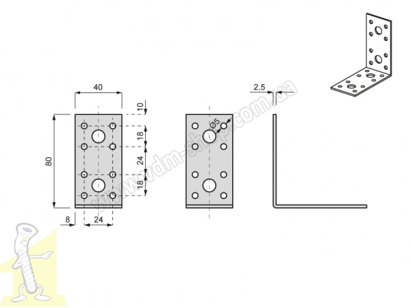 Кутник 80*80*40*2,5мм оцинкований. Фото 2