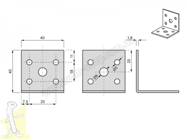 Кутник 40*40*40*1,8мм оцинкований. Фото 2