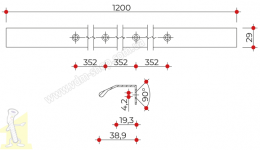 Ручка алюмінієва TREX-CROSS L=1200 мм, світле брашироване золото UA-TREX-CROSS-1200-22. Фото 2