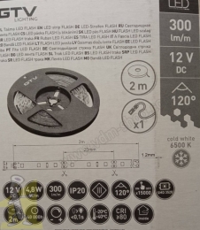 Світлодіодна стрічка Flash 3528, 60 діодів/м, холодний білий, 4,8W/м, 12V, IP20, 8mm, 2м x1 miniAMP. Фото 3