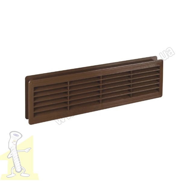 Решітка вентиляційна дверна пластик коричнева 430x115 (внутрішній розмір)