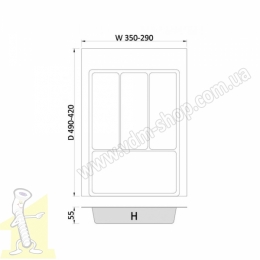 Вклад шухляди для столових приборів MAX 40 290-350*422-490 - 2 мм графіт Rejs TE36.0118.05.007. Фото 3