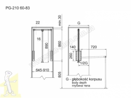 Пантограф ATM PG-210 60-83cm P2/T2 (P2/P2) чорний. Фото 3