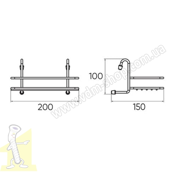 Полка на релінг одинарна мала, хром Lemax MX-061. Фото 2