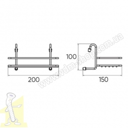 Полка на релінг одинарна мала, хром Lemax MX-061. Фото 2