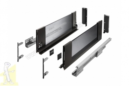 AXIS PRO комплект шухляди зі скляними боковинами L-450 мм H168 чорний PB-AXISPRO-GLASS-KPL450C2