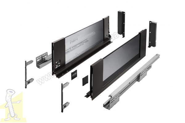AXIS PRO комплект шухляди зі скляними боковинами L-500 мм H168 чорний PB-AXISPRO-GLASS-KPL500C2