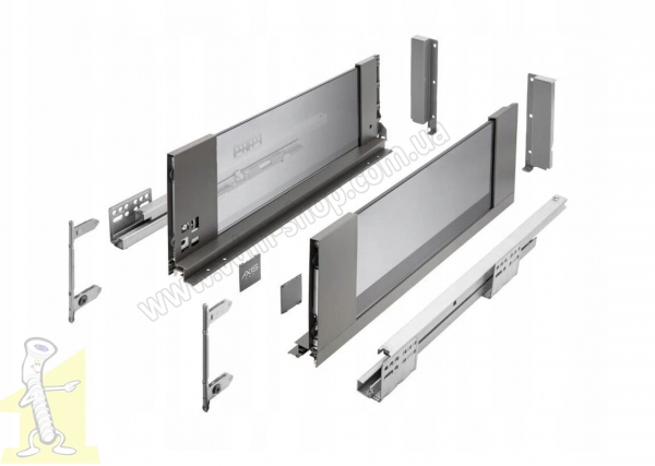 AXIS PRO комплект шухляди зі скляними боковинами L-500 мм H168 антрацит PB-AXISPRO-GLASS-KPL500C