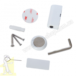 Стопор магнітний самоклейкий для дверей M-136 у кольорі WHITE білий. Фото 2