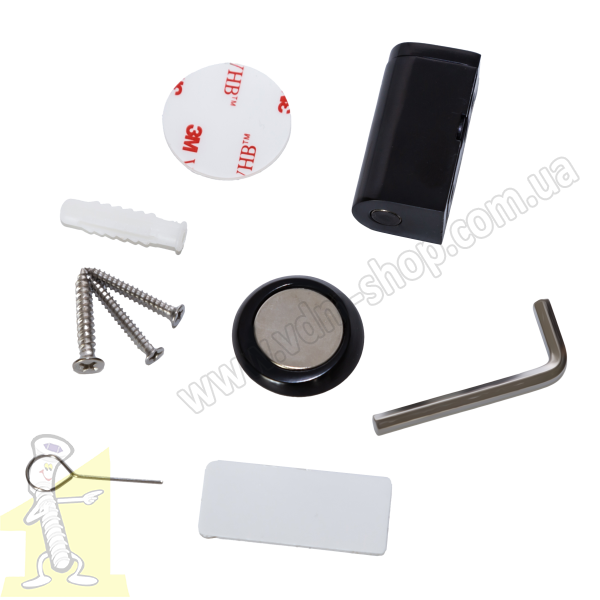 Стопор магнітний самоклейкий для дверей M-136 чорний. Фото 2