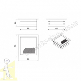 Перехідник заглушка кабеля алюмінієва DOCKER 80x80 чорний REJS TF01.1729.07.061. Фото 2