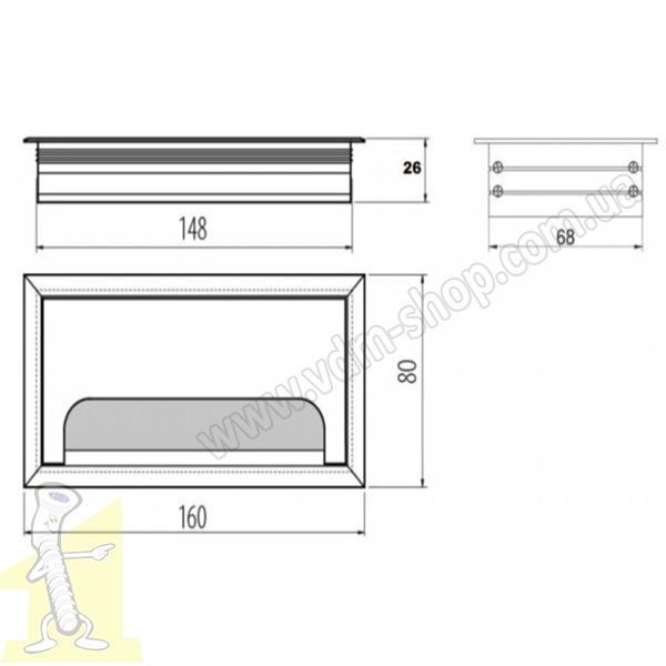 Перехідник заглушка кабеля алюмінієва DOCKER 80x160 чорний REJS TF01.1728.07.061. Фото 2