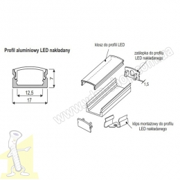 Профіль алюмінієвий LED Sevroll накладний срібний 3,00м (без розсіювача). Фото 2