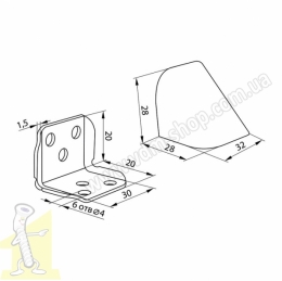 Кутник Z-02 MAX меблевий метал+пластик, графіт. Фото 2