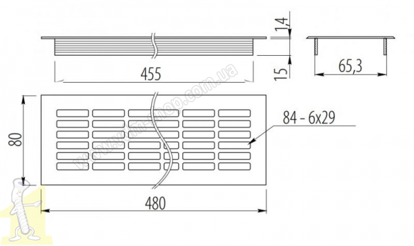 Решітка вентиляційна GTV 480х80 кашемір KK-W80800-23. Фото 3