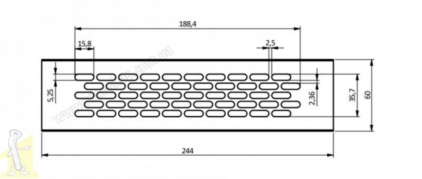 Решітка вентиляційна GTV 245x60 кашемір KK-W60245-23. Фото 3