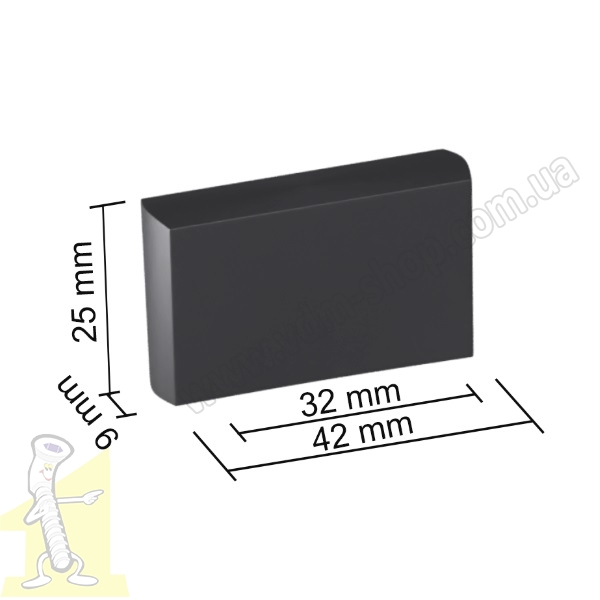 Ручка кнопка Ф.412.081  L-32  Матова Чорна. Фото 2