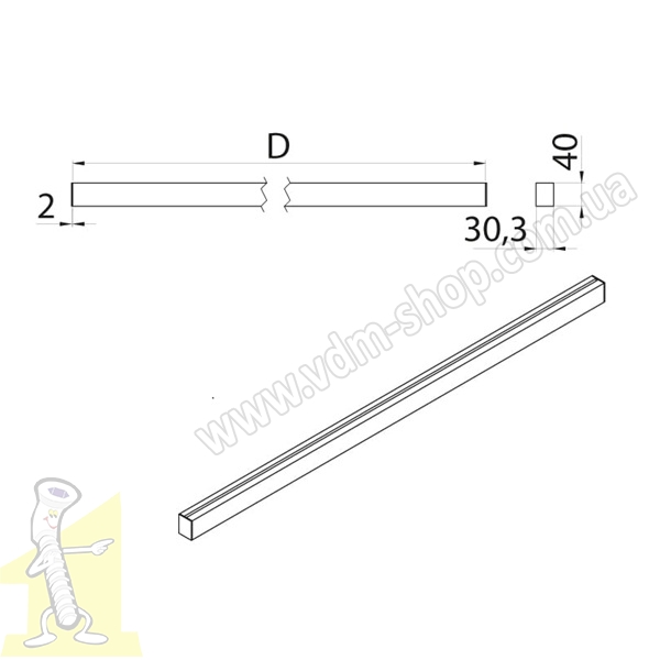 RE-570 D-1500 P2 Релінг настінний Профіль чорний. Фото 2