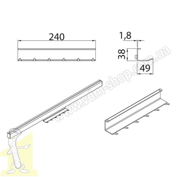 RE-575 P2 Вішак для кухонних приборів чорний. Фото 2