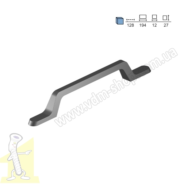 Ручка меблева Ф.412.083  L-128 мм Матова Чорна. Фото 2